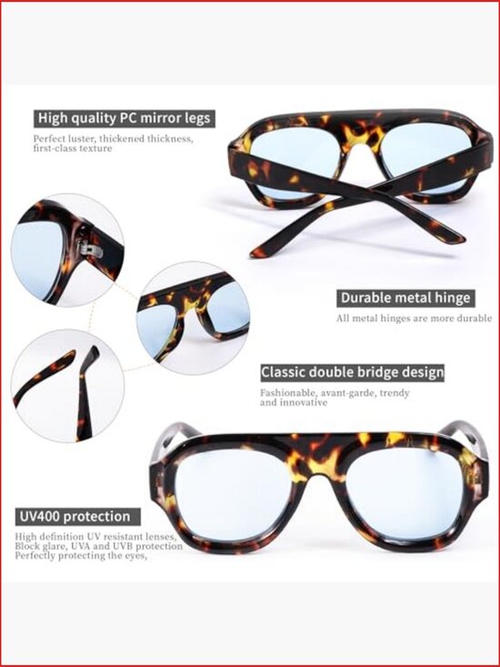 Oversized Square Shield Sunglasses with UV Protection main image 4